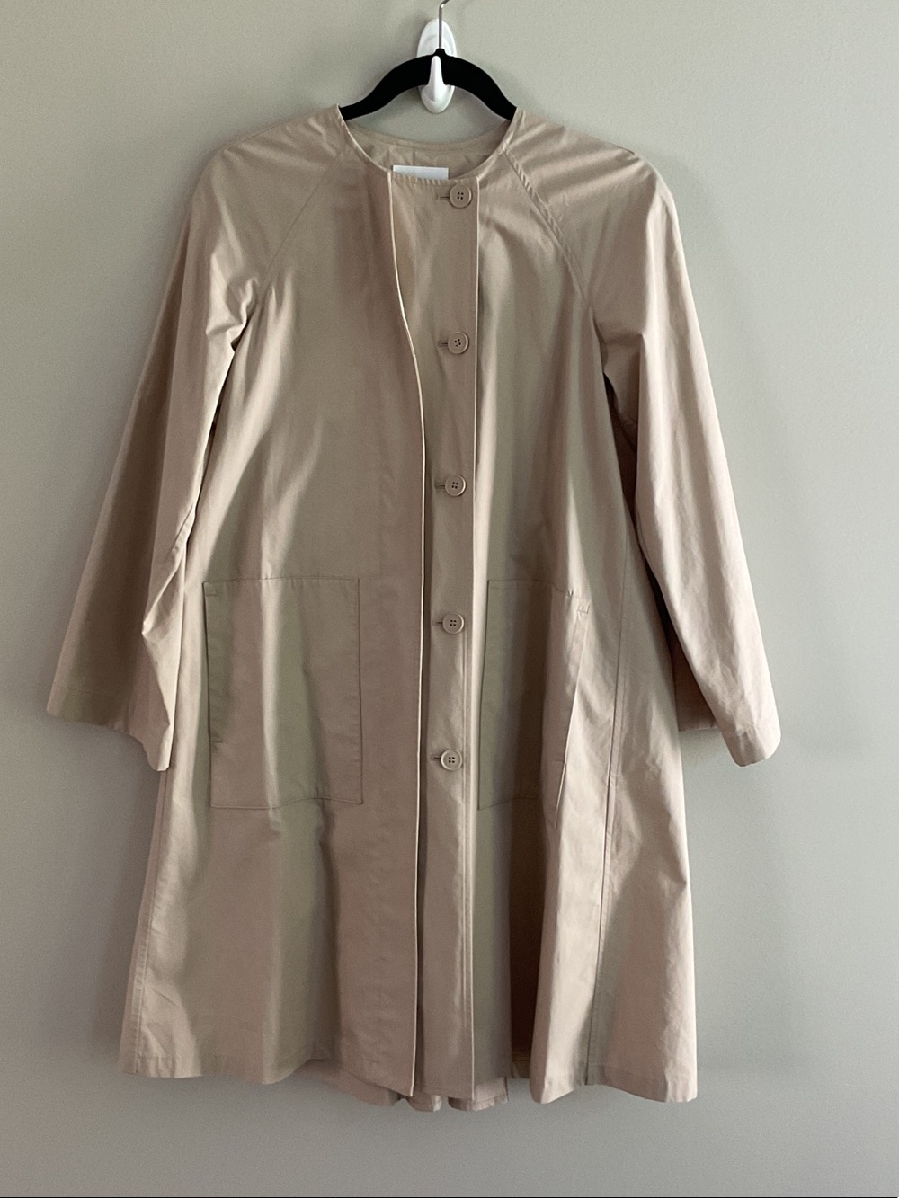 Club Monaco Beige Belted A-Line Coat XS | Minimalist Spring Jacket